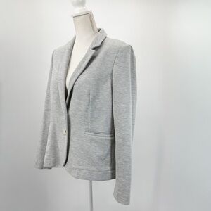 M&S Jersey Knit Blazer Women Gray Stretch Structured Jacket US 12 Work Casual